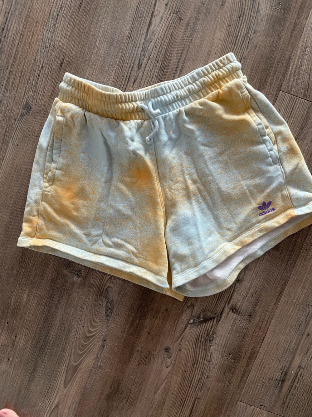 adidas Yellow & White Tie-Dye Women’s Shorts